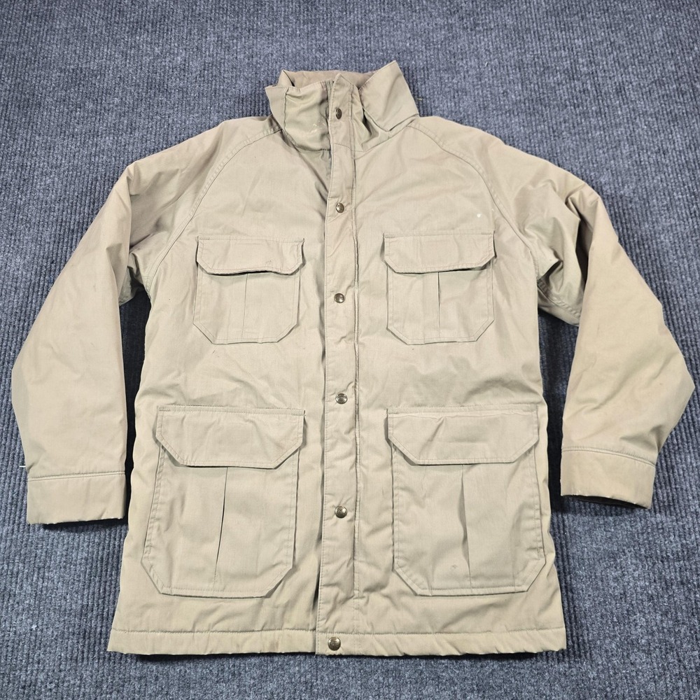 Vintage Woolrich Jacket Mens Large Beige Parka Made USA 80s Pockets Winter Coat